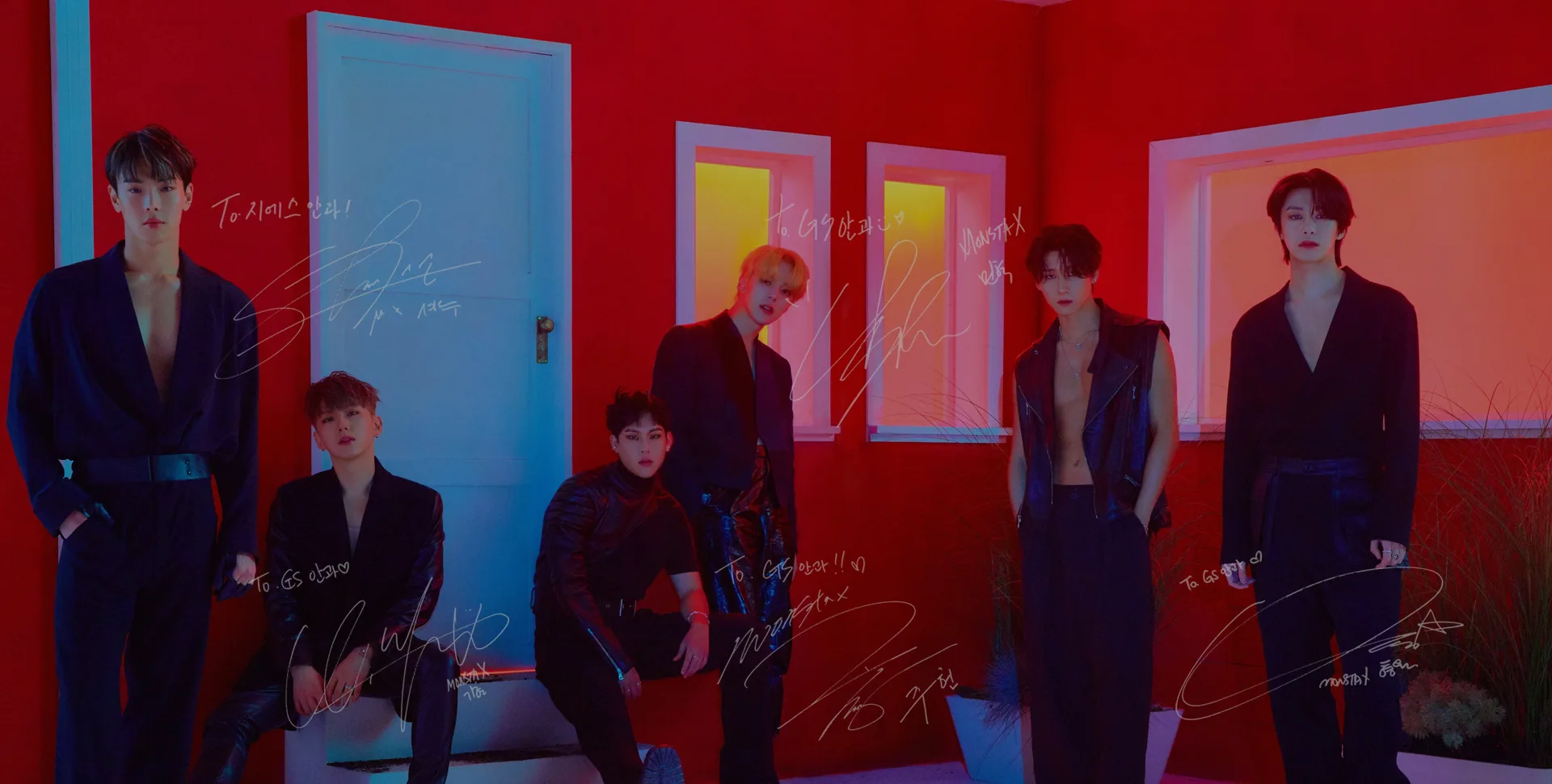 MONSTA X signed group photo dedicated to GS Eye Center