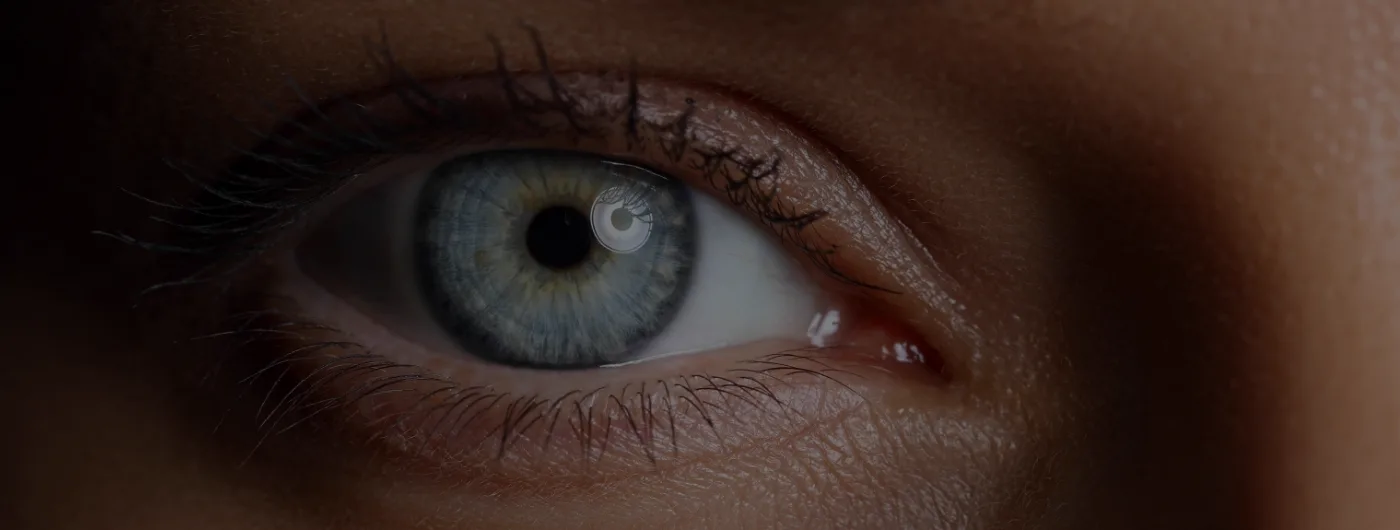 Macro photograph of a human eye and cornea