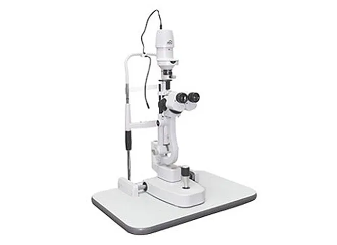 Slit lamp biomicroscope on a table stand used for tear film and corneal inspection